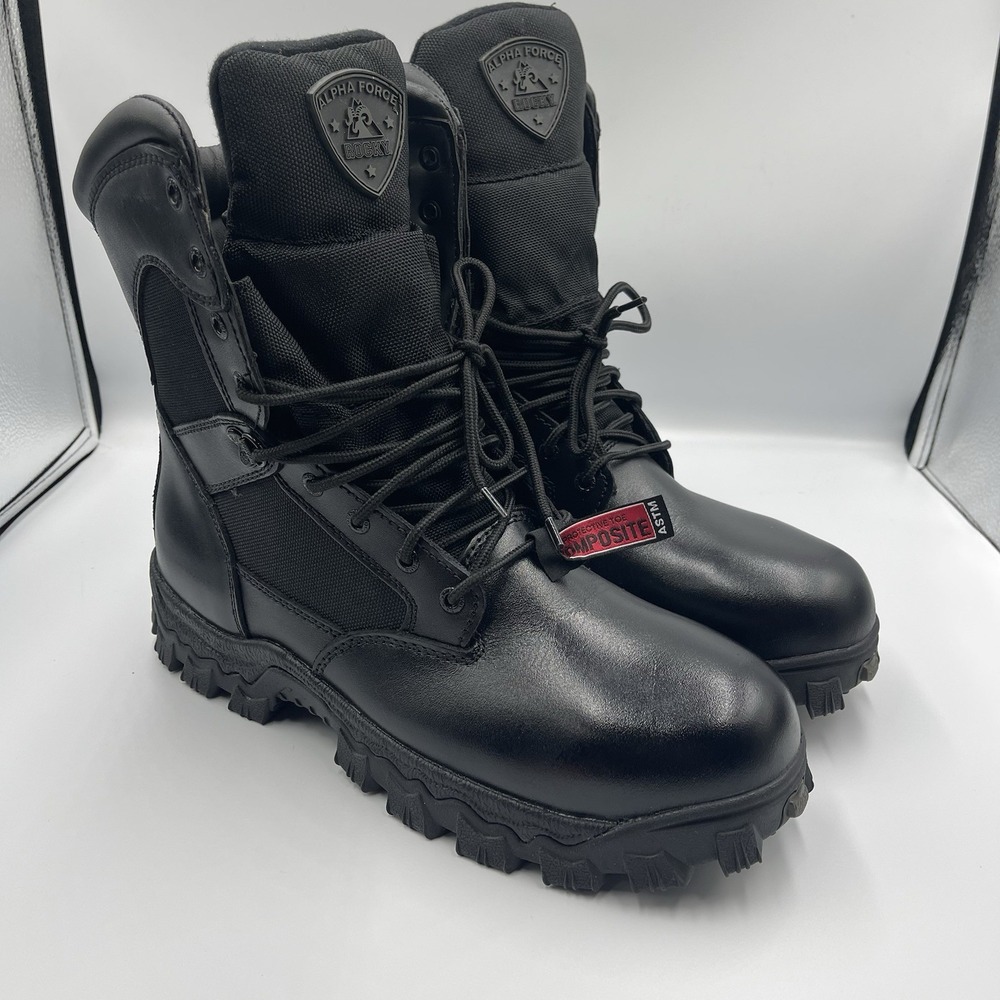 ROCKY ALPHA FORCE ZIPPER WATERPROOF PUBLIC SERVICE‎ BOOTS BLACK NEW